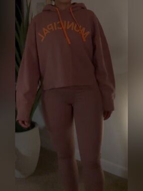 MUNICIPAL Mauve Lounge 3 piece Set - Hoodie & Leggings & Sports Bra
